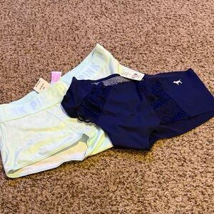 Victoria's Secret Pink Mint and Navy Hipster Panties Set